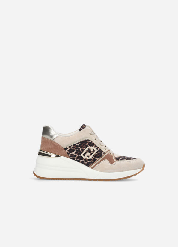 Women's Liu Jo Animal Print Sneakers Brown | KOZ-274930