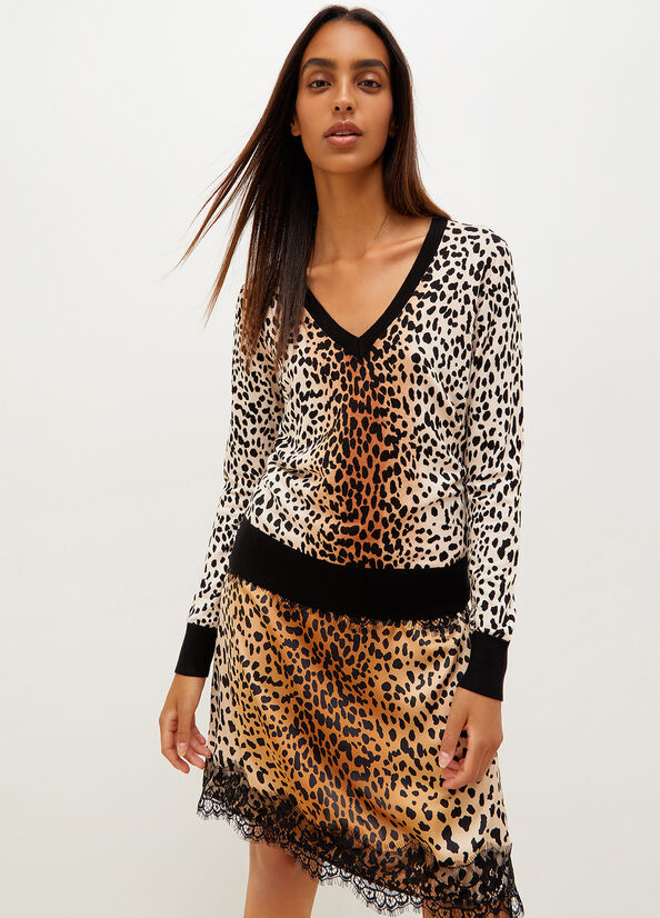 Women's Liu Jo Animal Print Sweaters Black | FNI-037126