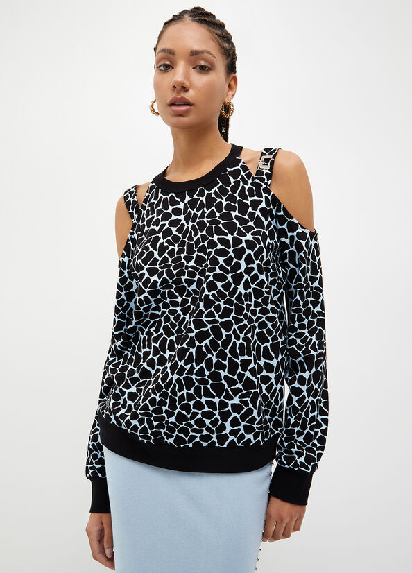 Women's Liu Jo Animal-Print Sweatshirts Blue | JVY-312704