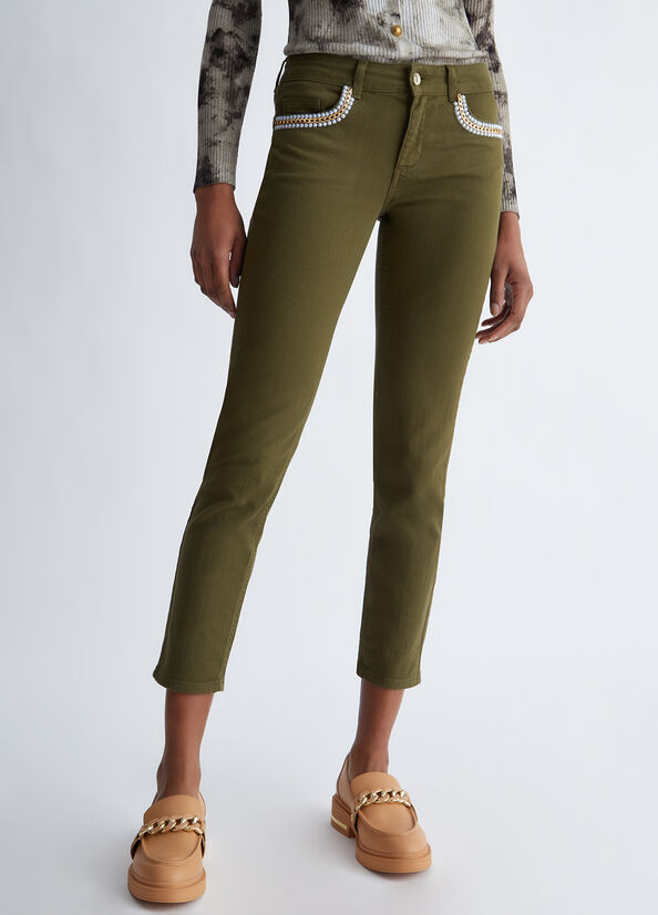 Women's Liu Jo Bottom Up Pants Olive | XKC-795410