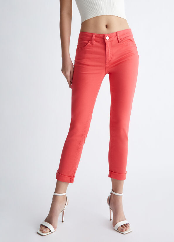 Women's Liu Jo Bottom Up With Embroidery Pants Red | FVA-457698