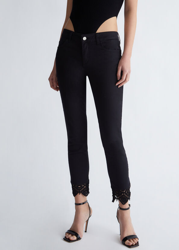 Women's Liu Jo Bottom Up With Lace Pants Black | JLV-542639