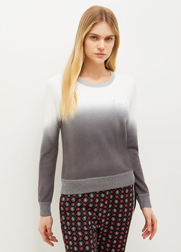 Women's Liu Jo Degradé With Logo Sweaters Grey | GIE-704125