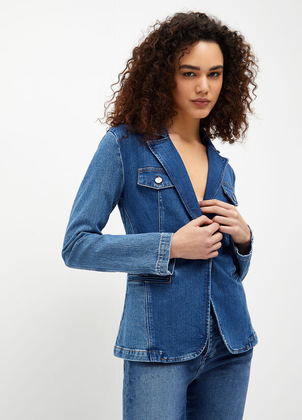 Women's Liu Jo Denim Blazer Jackets Blue | WJY-741856