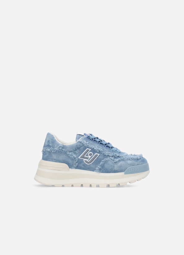 Women's Liu Jo Denim Platform Sneakers Blue | UVG-436987