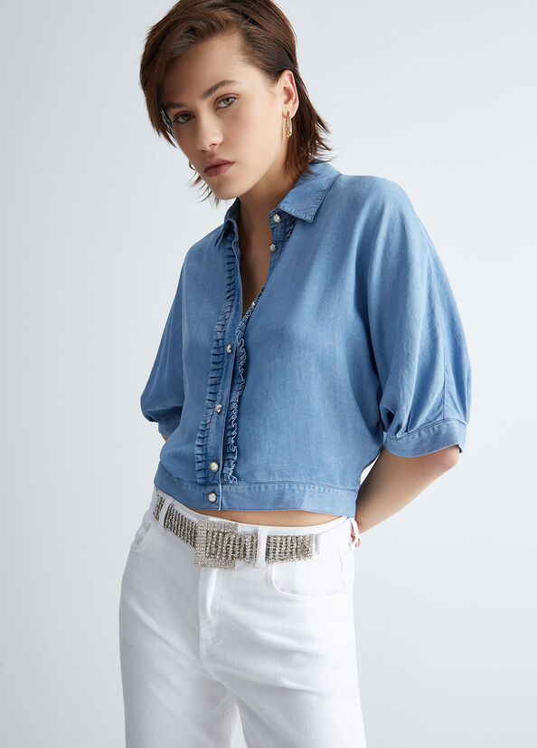 Women's Liu Jo Denim Shirts Light Blue | NCX-903826