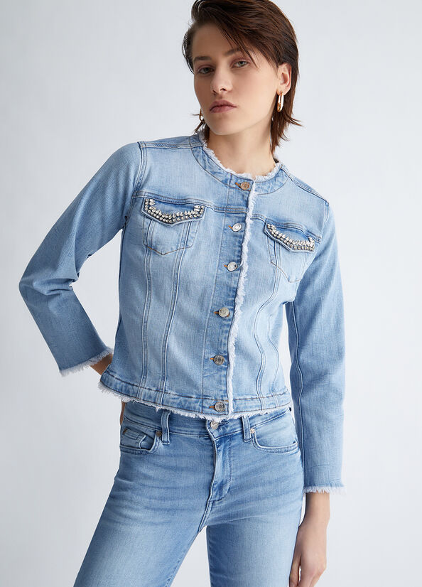 Women's Liu Jo Denim With Appliqués Jackets Light Blue | SBF-703156