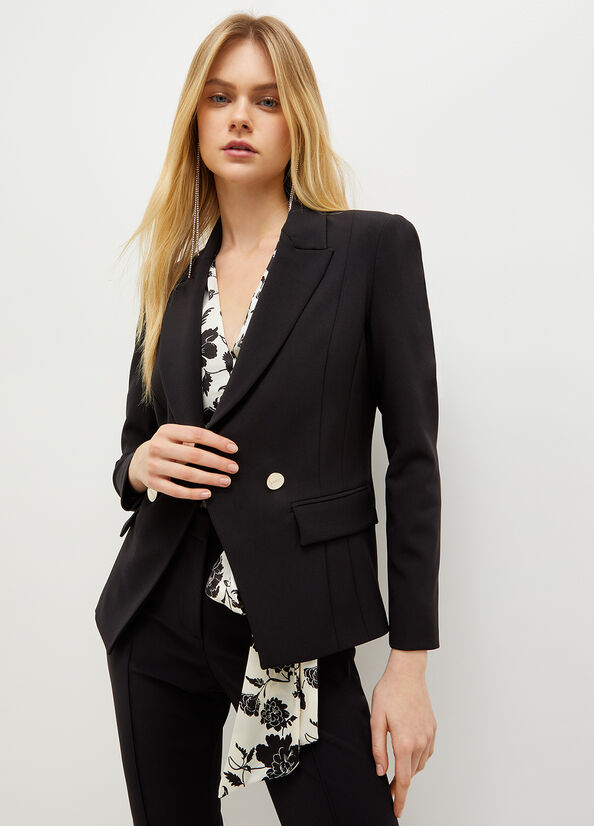 Women's Liu Jo Double-Breasted Stretch Blazer Jackets Black | PRH-249160