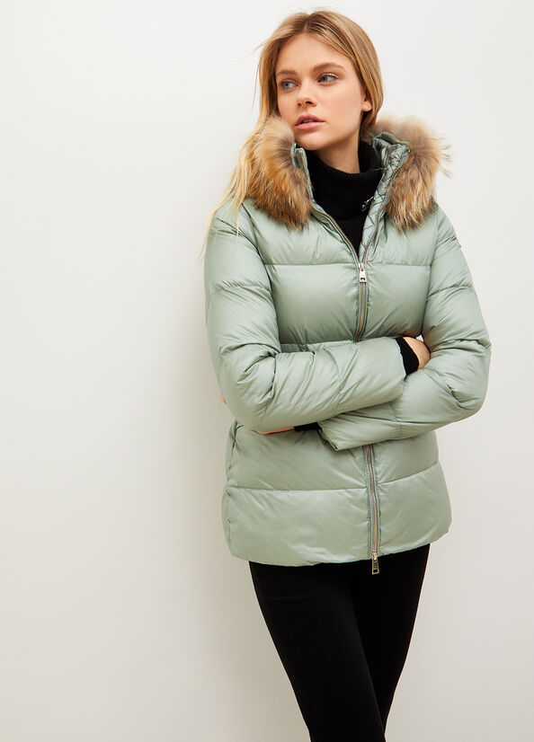 Women's Liu Jo Down In Quilted Technical Fabric Coats Mint | OQF-957134