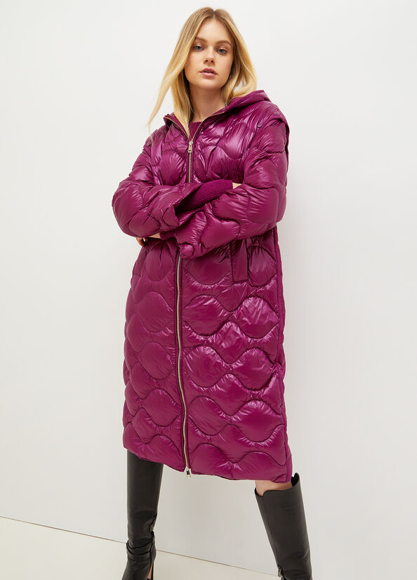 Women's Liu Jo Down In Quilted Technical Fabric Coats Purple | YBJ-714905