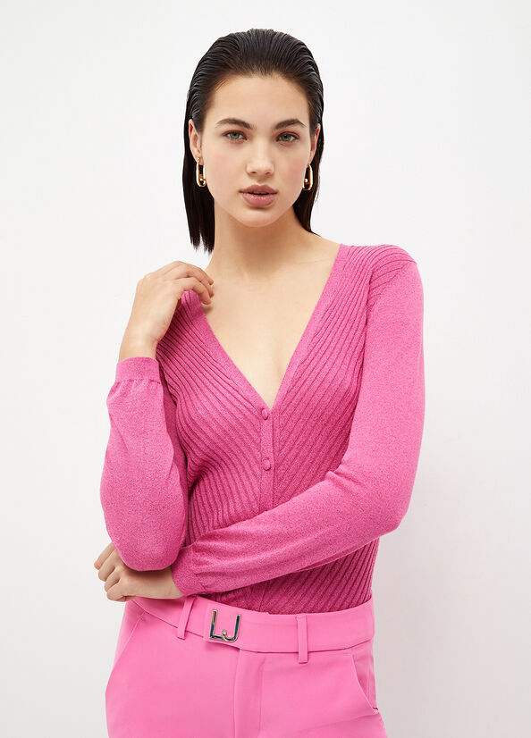 Women's Liu Jo Eco-Friendly Cardigan Sweaters Fuchsia | GBH-147358