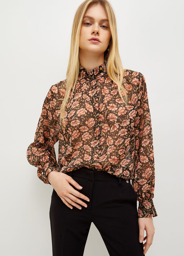 Women's Liu Jo Eco-Friendly Floral Shirts Black | ACD-942870