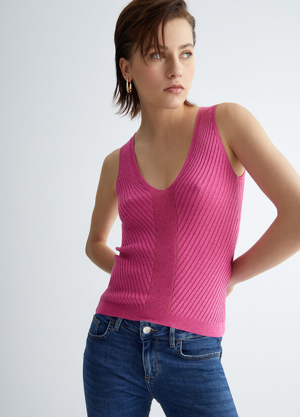 Women's Liu Jo Eco-Friendly Gilet Tops Fuchsia | NSP-835079