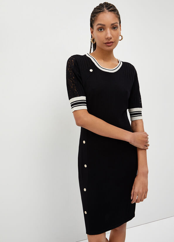 Women's Liu Jo Eco-Friendly Knit Dress Black | FHV-218597