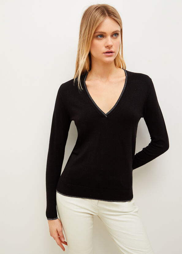 Women's Liu Jo Eco-Friendly Lurex® Sweaters Black | KST-037952