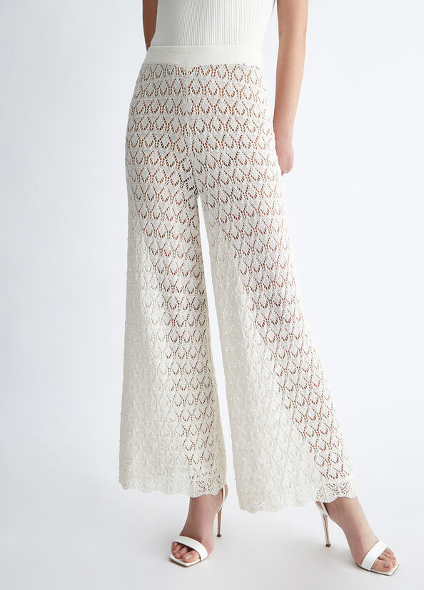 Women's Liu Jo Eco-Friendly Open-Knit Pants White | NQT-264791