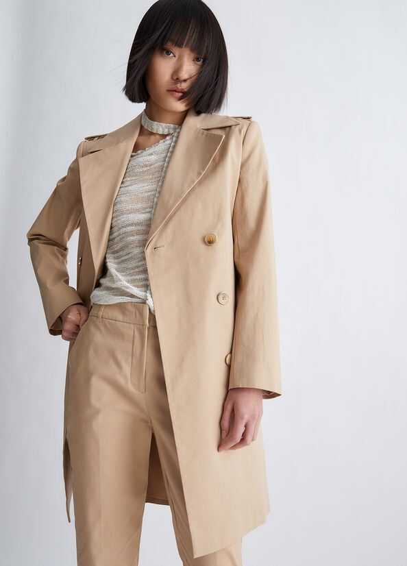 Women's Liu Jo Eco-Friendly Trench Coats Beige | FNR-682054