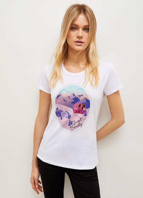 Women's Liu Jo Eco-Friendly With Graphic Print T Shirts Blue | TGN-653891