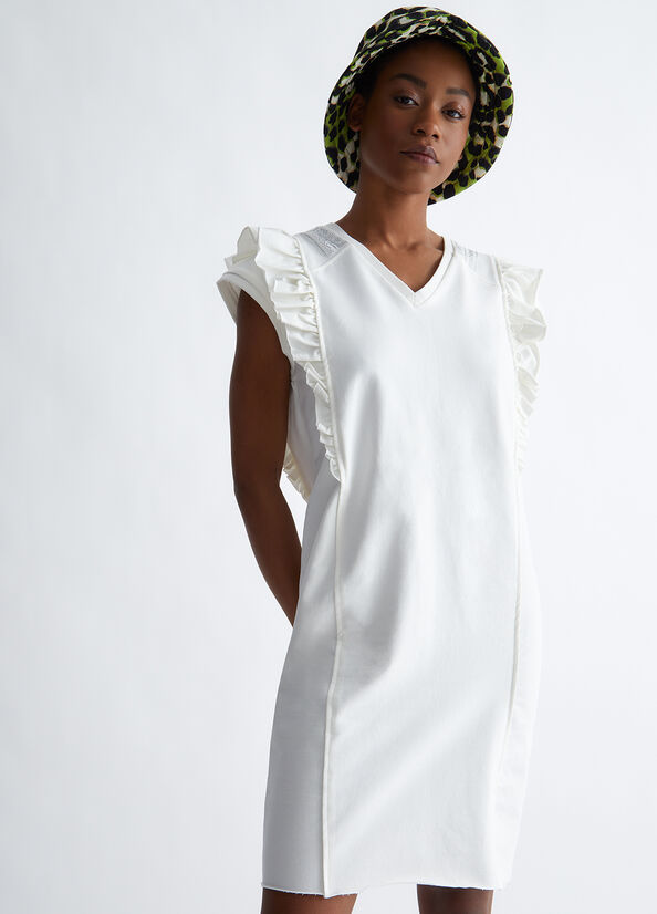 Women's Liu Jo Eco-Friendly With Rouches Dress White | DCN-465091