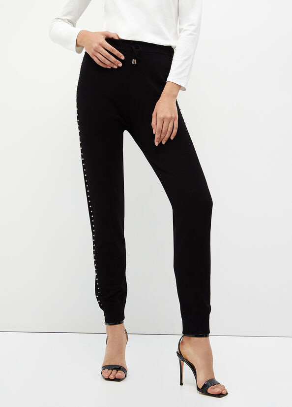 Women's Liu Jo Eco-Friendly With Studs Pants Black | WBD-487530