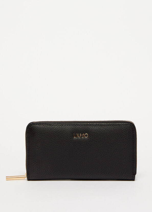 Women's Liu Jo Eco-Friendly Zip-Around Wallets Black | SBE-820634