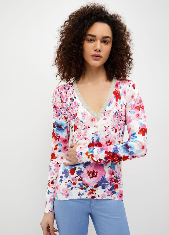 Women's Liu Jo Floral Sweaters Multicolor | DNQ-729431