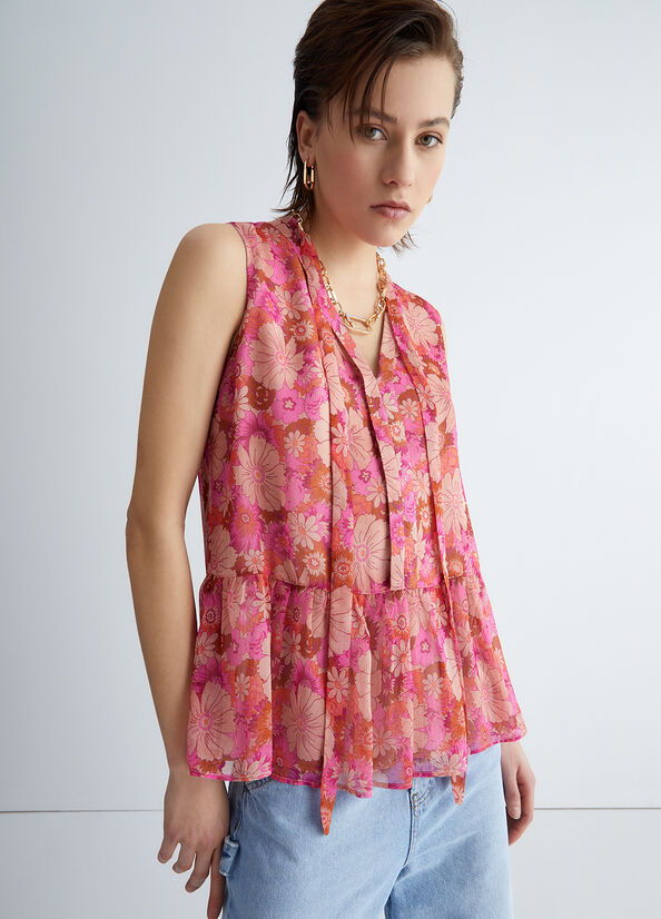 Women's Liu Jo Floral Tops Pink | ZFQ-176805