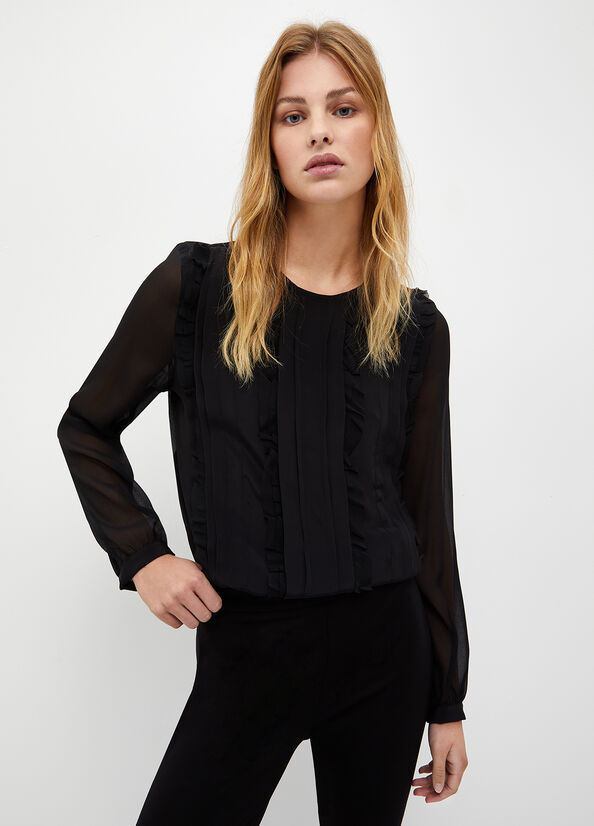 Women's Liu Jo Georgette Blouse Shirts Black | YNG-235087