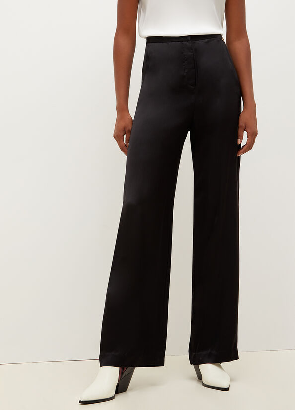 Women's Liu Jo High-Rise Satin Pants Black | EZF-067812