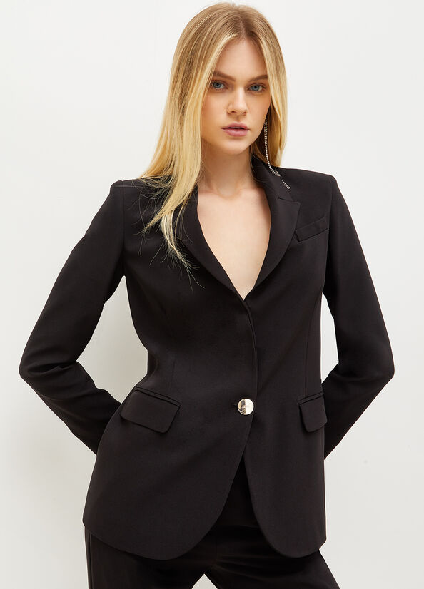 Women's Liu Jo High-Tech Stretch Fabric Blazer Jackets Black | TNG-817409