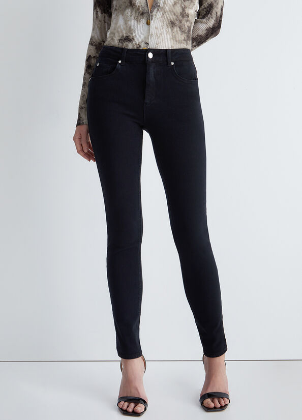 Women's Liu Jo High-Waisted Bottom Up Pants Black | KEG-401569