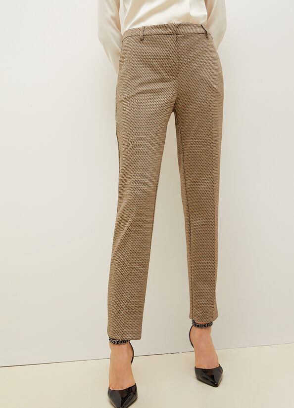 Women's Liu Jo Jacquard Cigarette Pants Brown / Black | HTC-852306