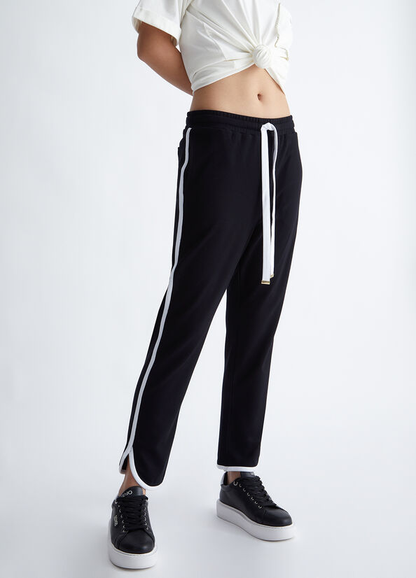 Women's Liu Jo Jogging Pants Black / White | TUR-634278