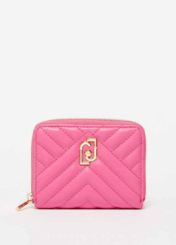 Women's Liu Jo Large Eco-Friendly Quilted Wallets Pink | SLY-980637