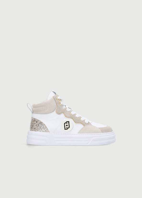 Women's Liu Jo Leather Basketball Sneakers Beige | ZMA-279614