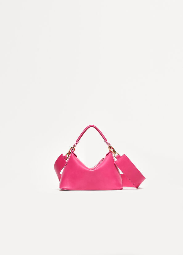 Women's Liu Jo Leather Mini Hobo Crossbody Bags Fuchsia | BJX-672834