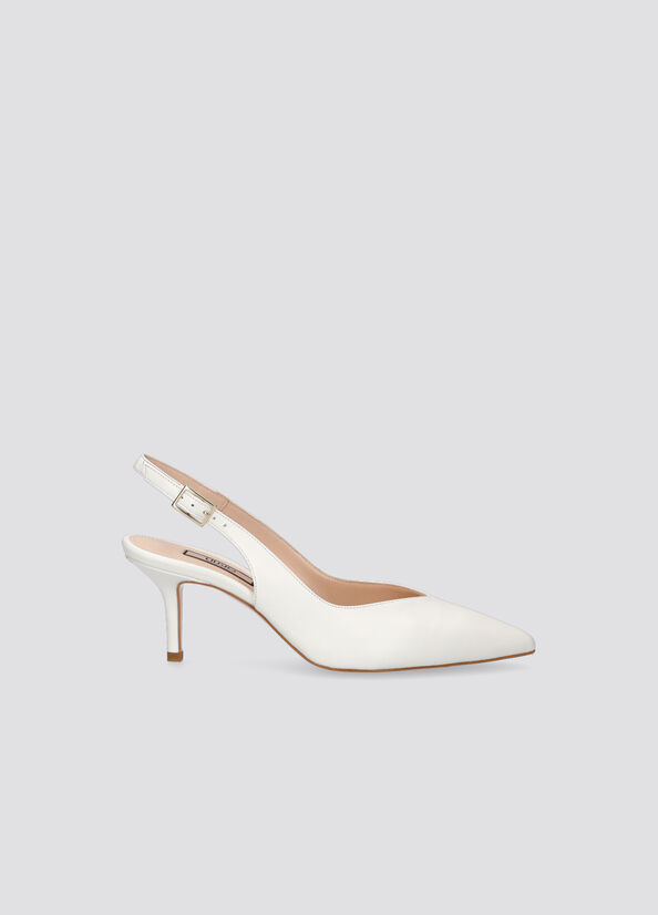 Women's Liu Jo Leather Slingback High Heels White | YAX-971432