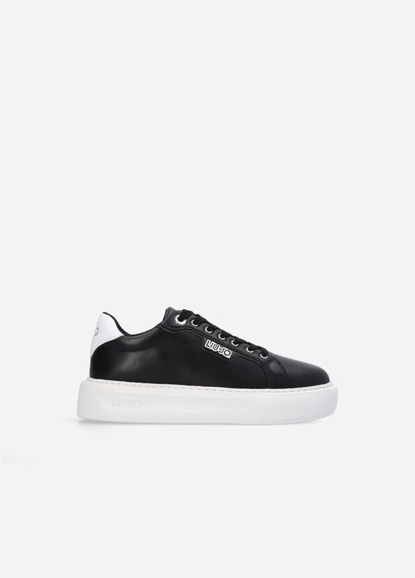 Women's Liu Jo Leather Sneakers Black | ZOY-758201