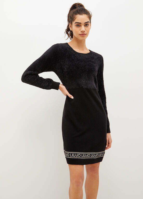 Women's Liu Jo Lurex® Knit Dress Black | EUL-174263