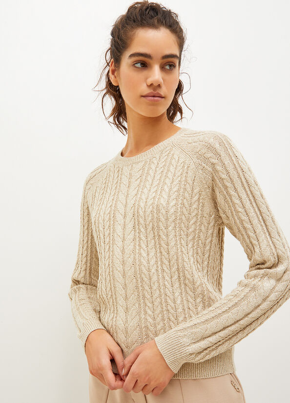 Women's Liu Jo Lurex® Sweaters Light Gold | OMU-276583