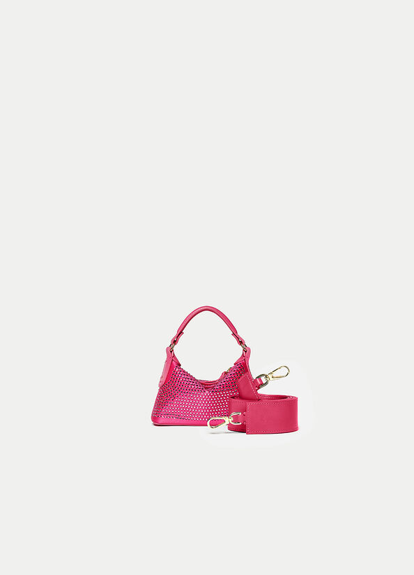 Women's Liu Jo Micro Hobo With Gemstones Crossbody Bags Fuchsia | CHZ-714086