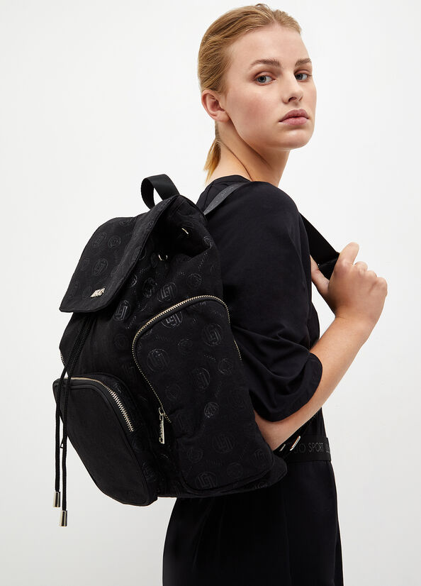 Women's Liu Jo Monogram Backpacks Black | HSE-172459