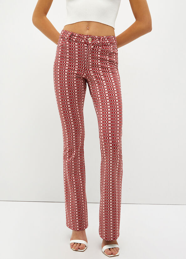 Women's Liu Jo Optical Jacquard Pants Red | WRK-091786