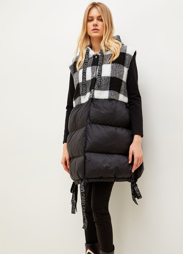 Women's Liu Jo Padded Gilet With Check Print Jackets White / Black | GXY-910367