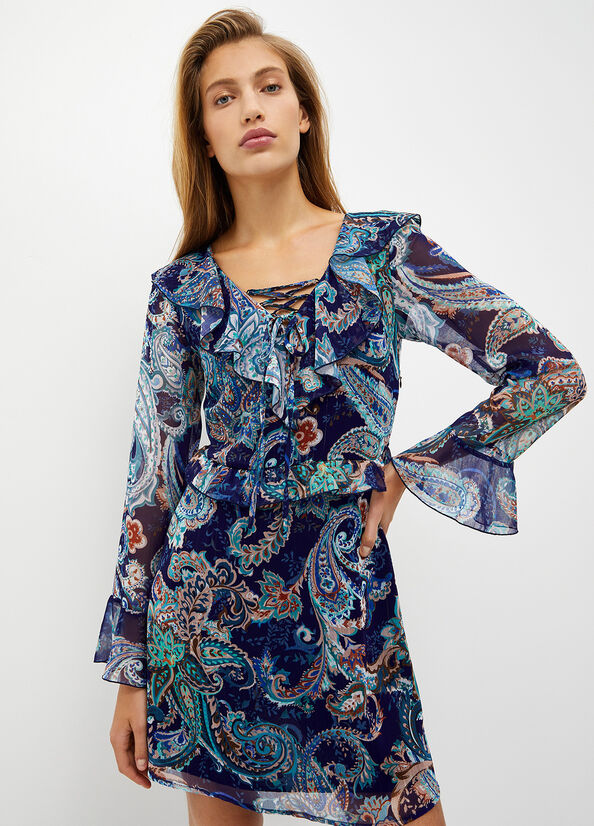 Women's Liu Jo Paisley-Print Dress Turquoise | UKY-410982