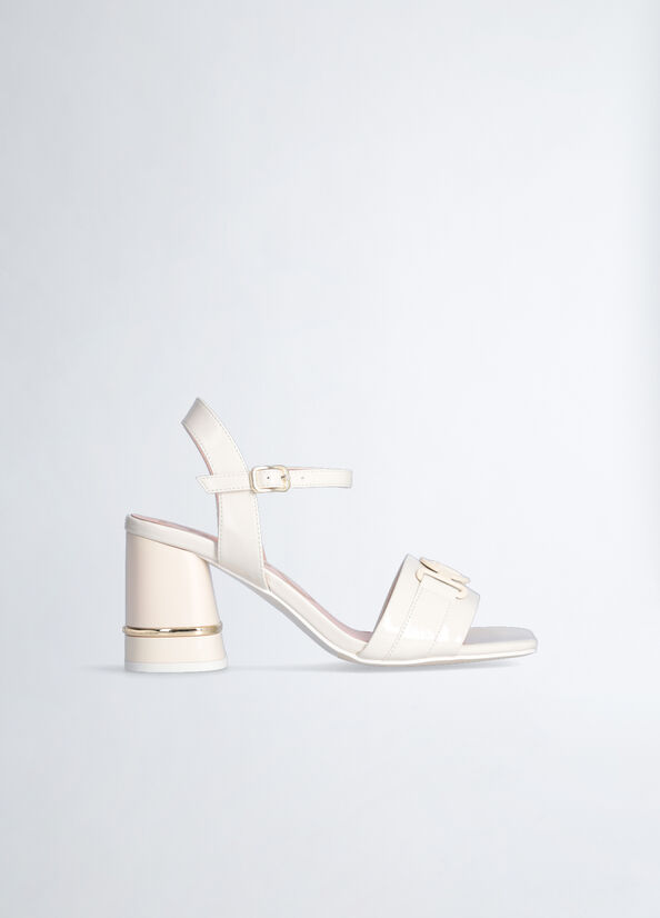 Women's Liu Jo Patent Leather Heeled Sandals White | FBE-287340