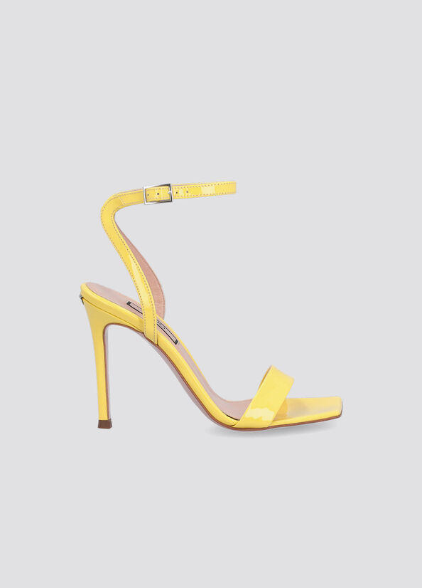 Women's Liu Jo Patent Leather Heeled Sandals Yellow | ODG-145278