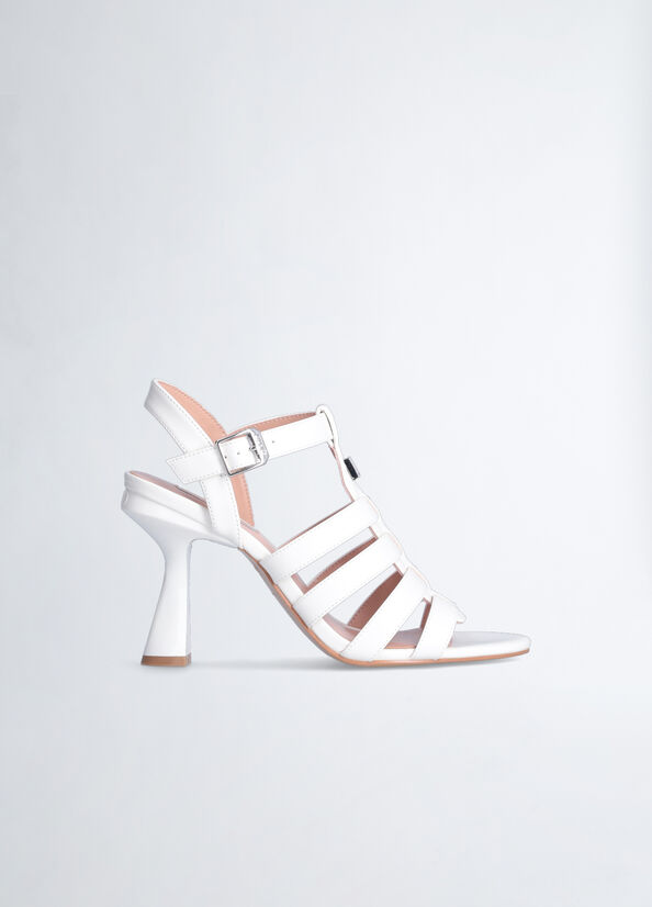 Women's Liu Jo Patent Leather Heeled Sandals White | XMA-908243