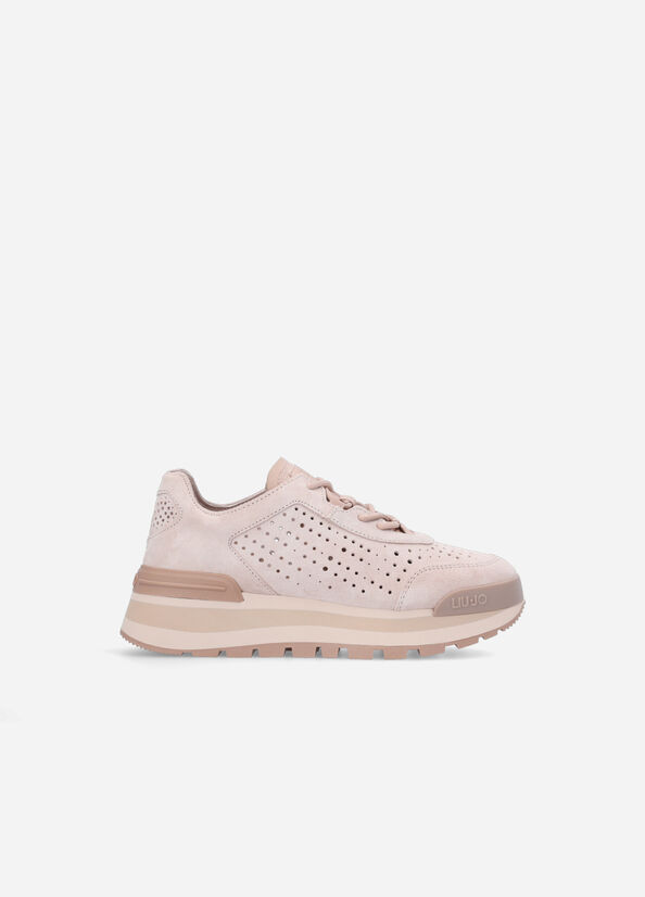 Women's Liu Jo Perforated Platform Sneakers Pink | RZE-395084