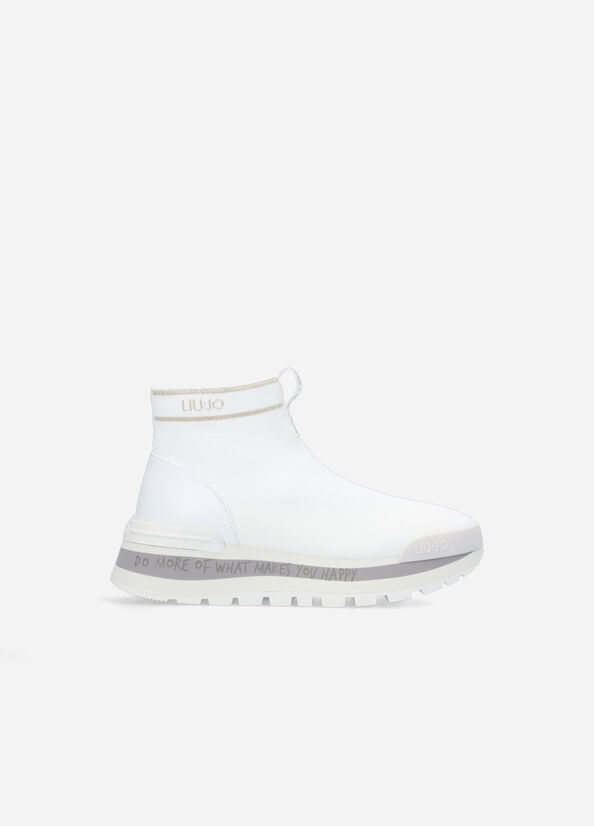 Women's Liu Jo Perforated Sock Sneakers White | TBA-913845